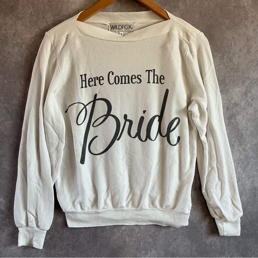 Wildfox Here Comes The Bride Sweatshirt Long Sleeve Casual Comfy White Sz Small